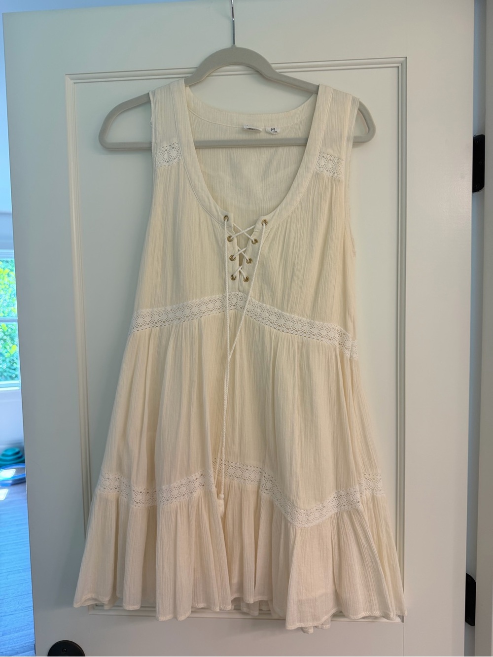 Somedays Lovin Cream Lace-Up Mini Dress